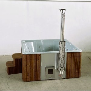 Fiberglass square hot tub with integrated heater / 220cm Quadro