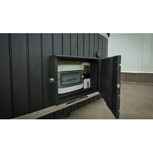 Akrilinis kvadratinis kubilas su integruota krosnele / 202cm Quadro