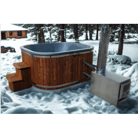 Acrylic square hot tub with external heater