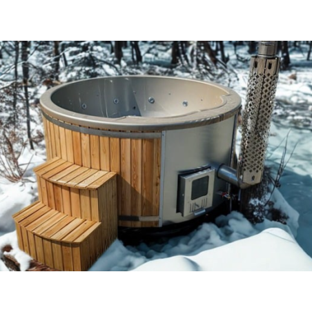 Acrylic hot tub with integrated heater