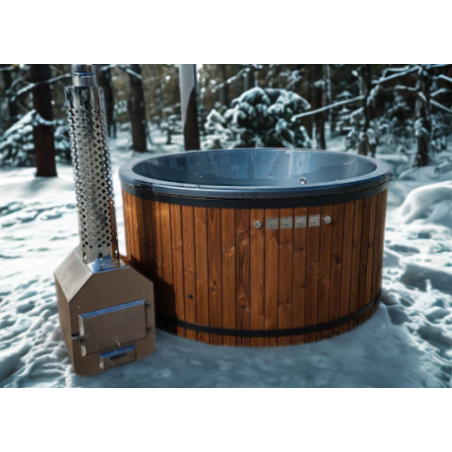 Acrylic hot tub with external heater