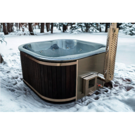 Acrylic square hot tub with integrated heater