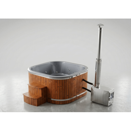 Acrylic square hot tub with external heater