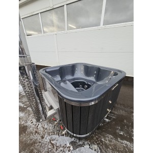 Akrilinis kvadratinis kubilas LOUNGE su integruota krosnele / 204cm Quadro