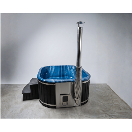 Acrylic square hot tub with integrated heater