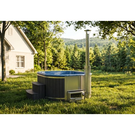 Acrylic square hot tub with horizon heater