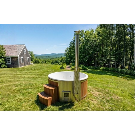 Acrylic hot tub with integrated heater