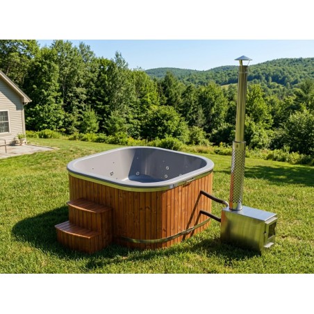 Acrylic square hot tub with external heater