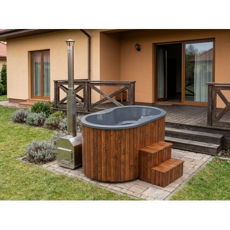 Acrylic ofuro hot tub with external heater