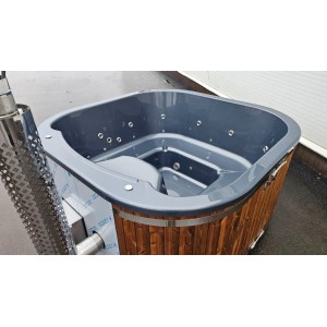 Akrilinis kvadratinis kubilas su integruota krosnele / 202cm Quadro