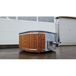 Akrilinis kvadratinis kubilas su integruota krosnele / 202cm Quadro