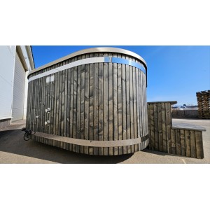 Akrilinis kvadratinis kubilas su integruota krosnele / 202cm Quadro