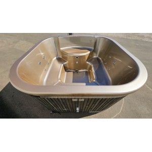 Akrilinis kvadratinis kubilas su integruota krosnele / 202cm Quadro