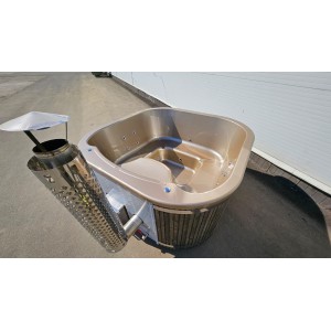 Akrilinis kvadratinis kubilas su integruota krosnele / 202cm Quadro