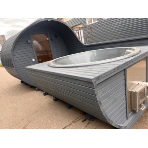 5.4m Barrel 2in1 Hot Tub & Sauna | Full Wellness Set up