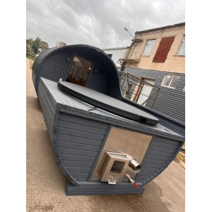 5.4m 2in1 BARREL sauna with fiberglass hot tub