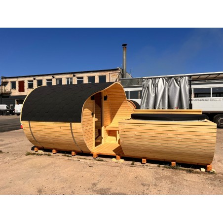 5.4m 2in1 BARREL sauna with fiberglass hot tub