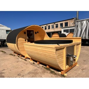 5.4m 2in1 BARREL sauna with fiberglass hot tub