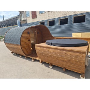 5.4m Barrel 2in1 Hot Tub & Sauna | Full Wellness Set up