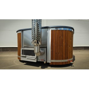 Akrilinis kvadratinis kubilas su išorine krosnele / 202cm Quadro