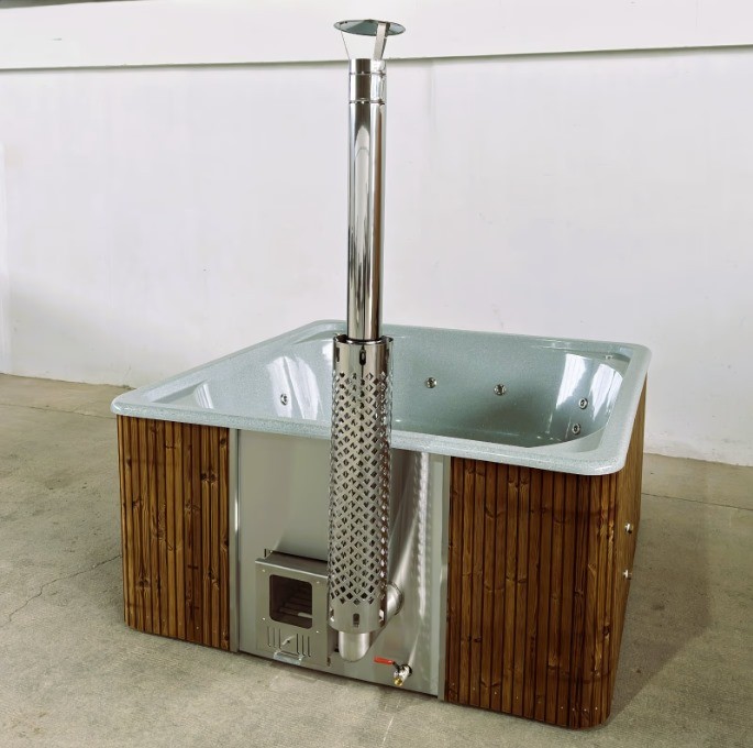 With 220cm fiberglass square hot tub Full package